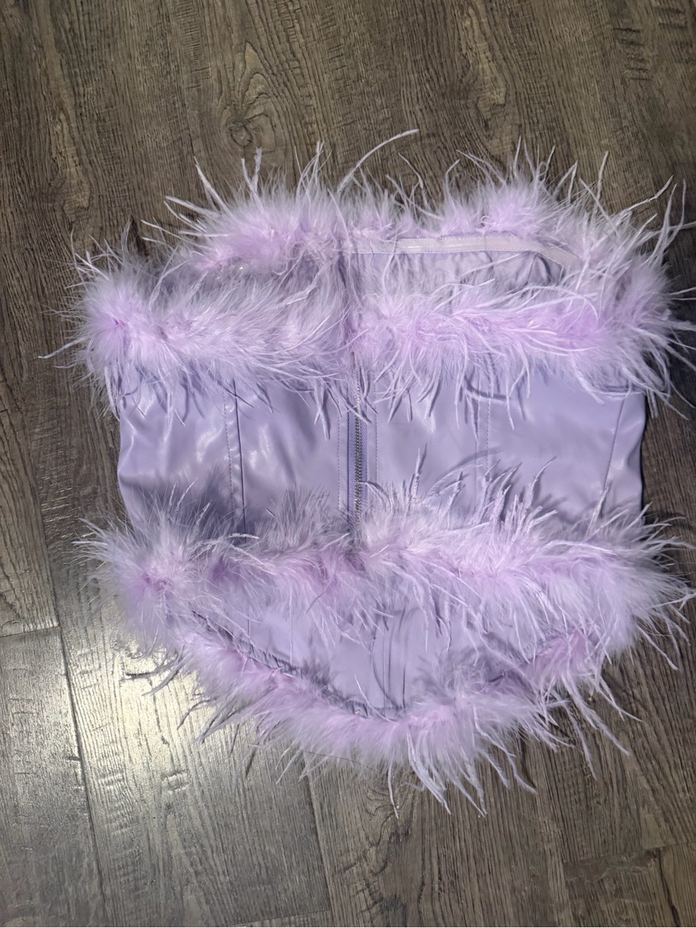 Lavender Feather-Trim Bustier Top - Picture 3 of 3